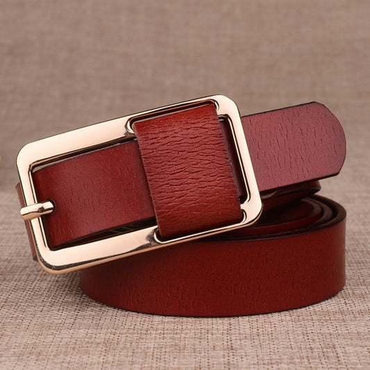 Women's leather belt with cowhide decoration and casual slim leather pants belt