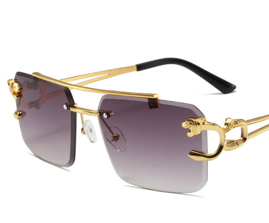 Leopard Head Hollow Mirror Leg Sunglasses Personalized Hip Hop  Street Photo Sunglasses